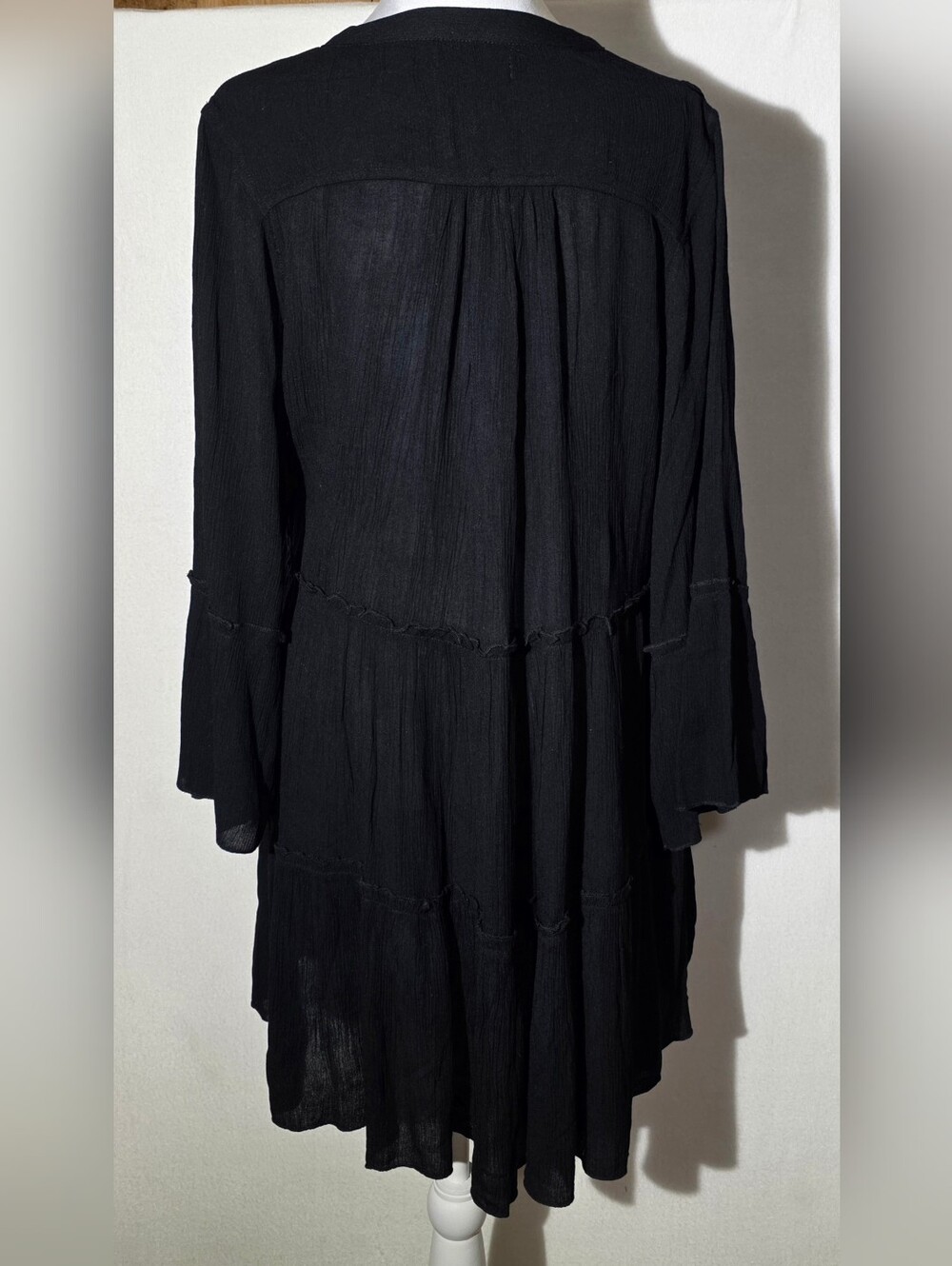 Sensea Black Tiered Babydoll Tunic Dress Size S NWT Boho Cottagecore - Picture 7 of 10